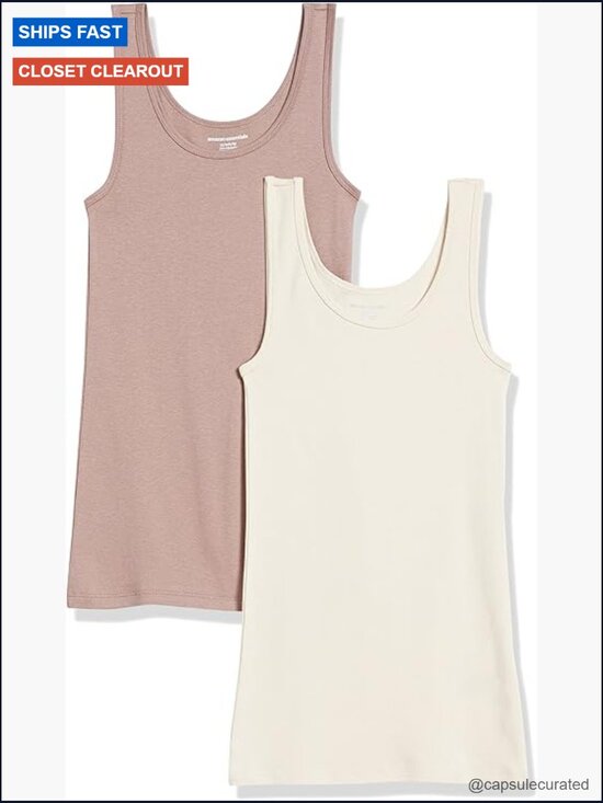 Tops - Slim-Fit Ribbed Scoop Neck Tank Tops 2-Pack Women's Tanks